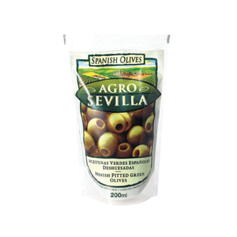 Agro Sevilla Green Pitted Olives in Pouch 75g